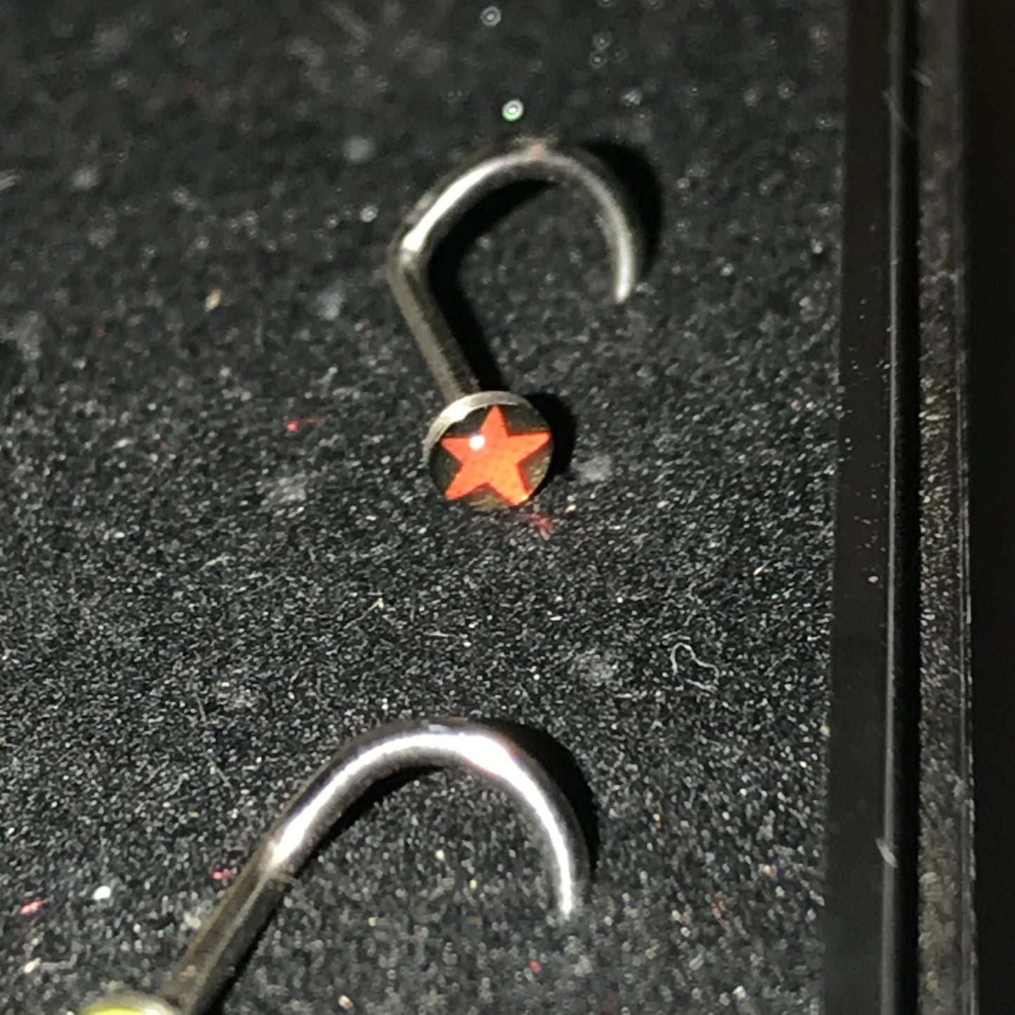 Black with Red Star 18 Gauge C-shaped Nose Ring