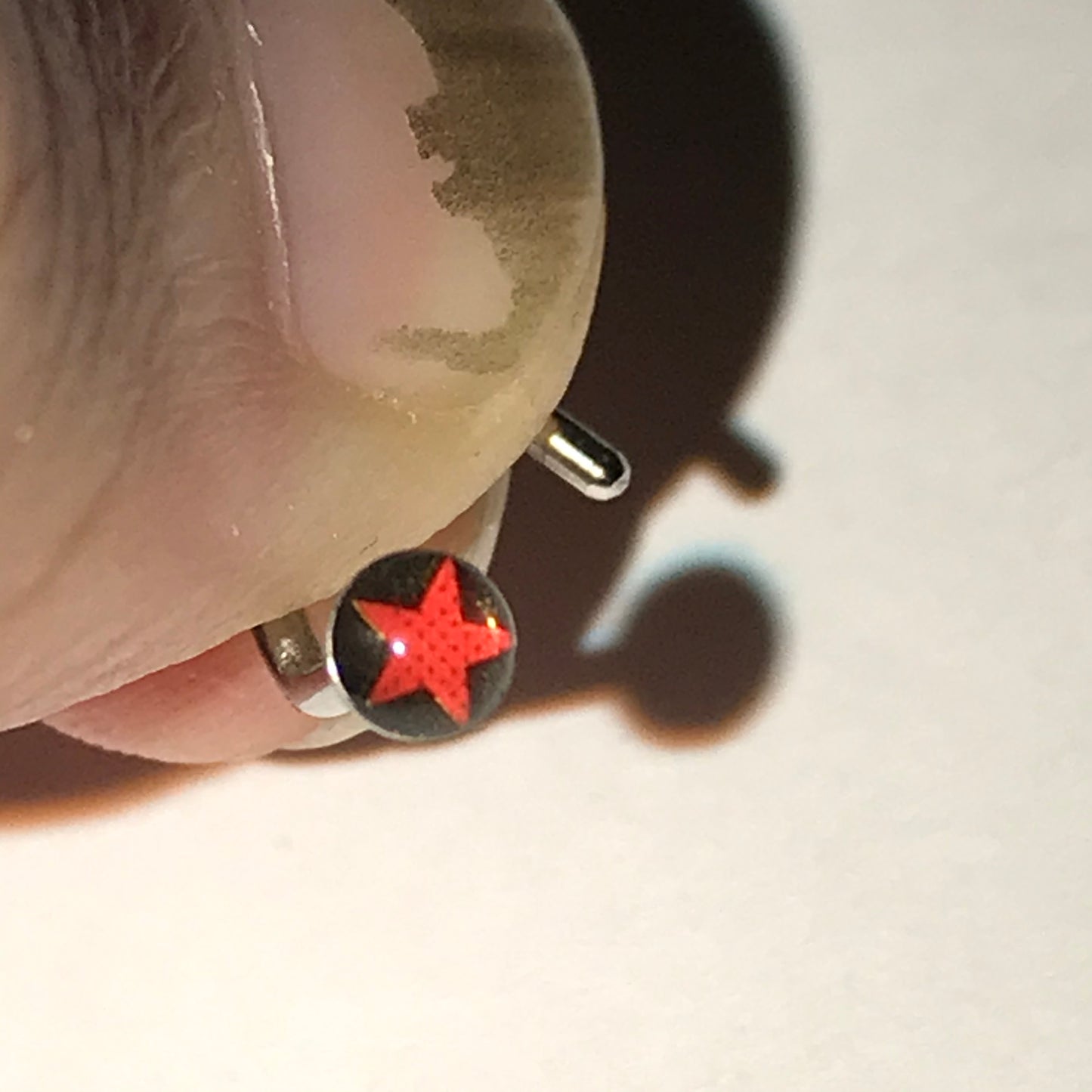 Black with Red Star 18 Gauge C-shaped Nose Ring