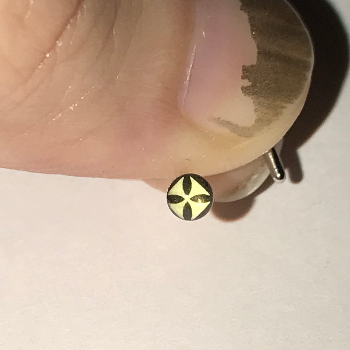 Black with White Iron Cross 18 Gauge C-shaped Nose Ring