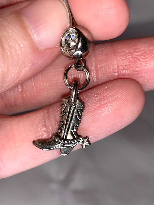 Boot With Spur Dangle Belly Ring