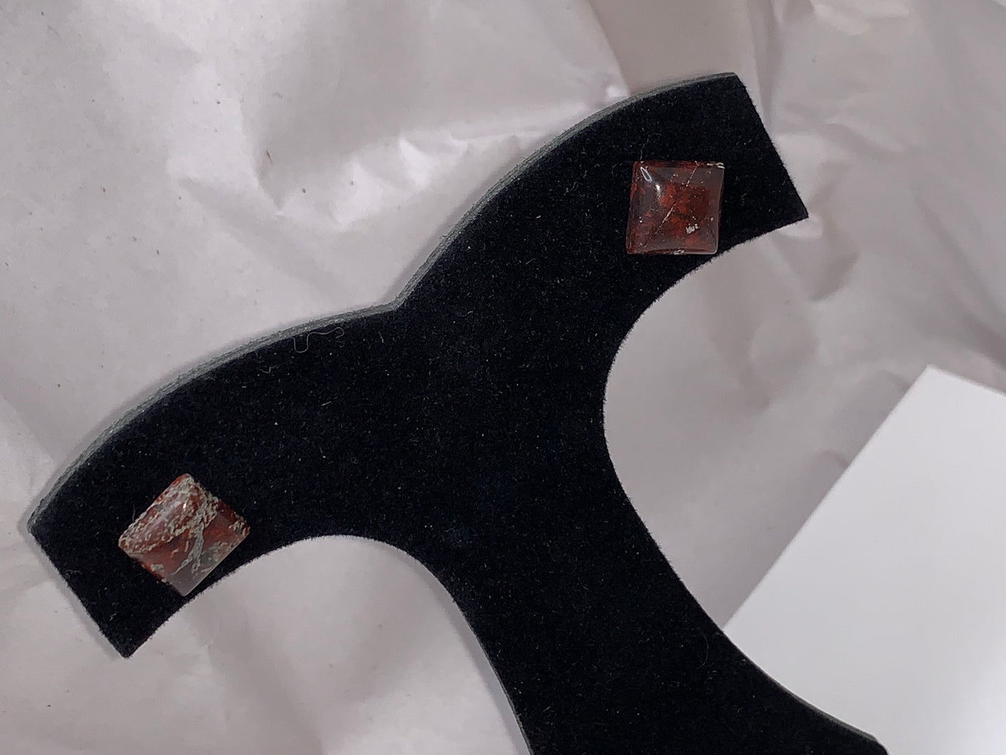Brecciated Jasper Square Post Earrings