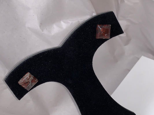 Brecciated Jasper Square Post Earrings