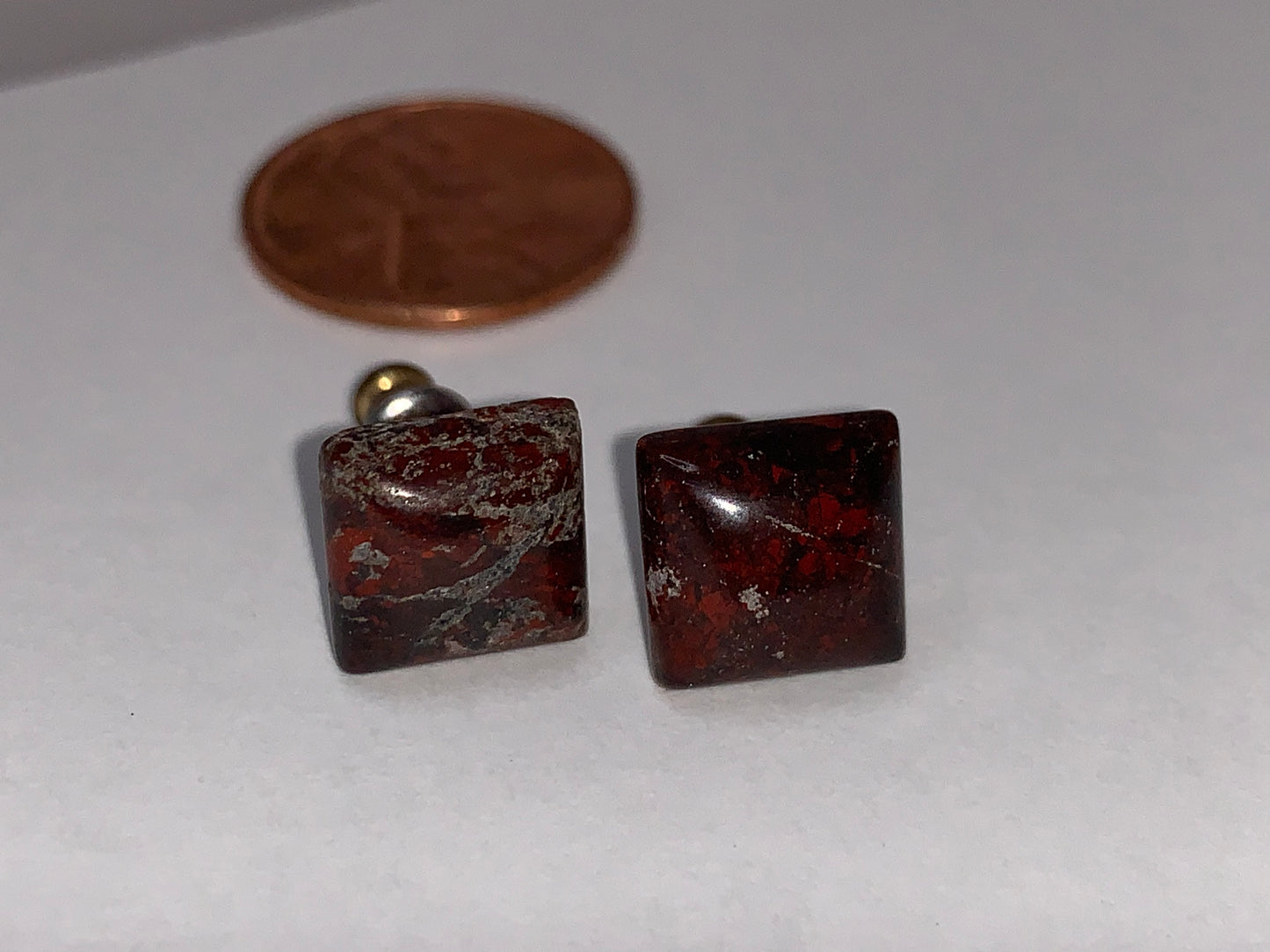 Brecciated Jasper Square Post Earrings