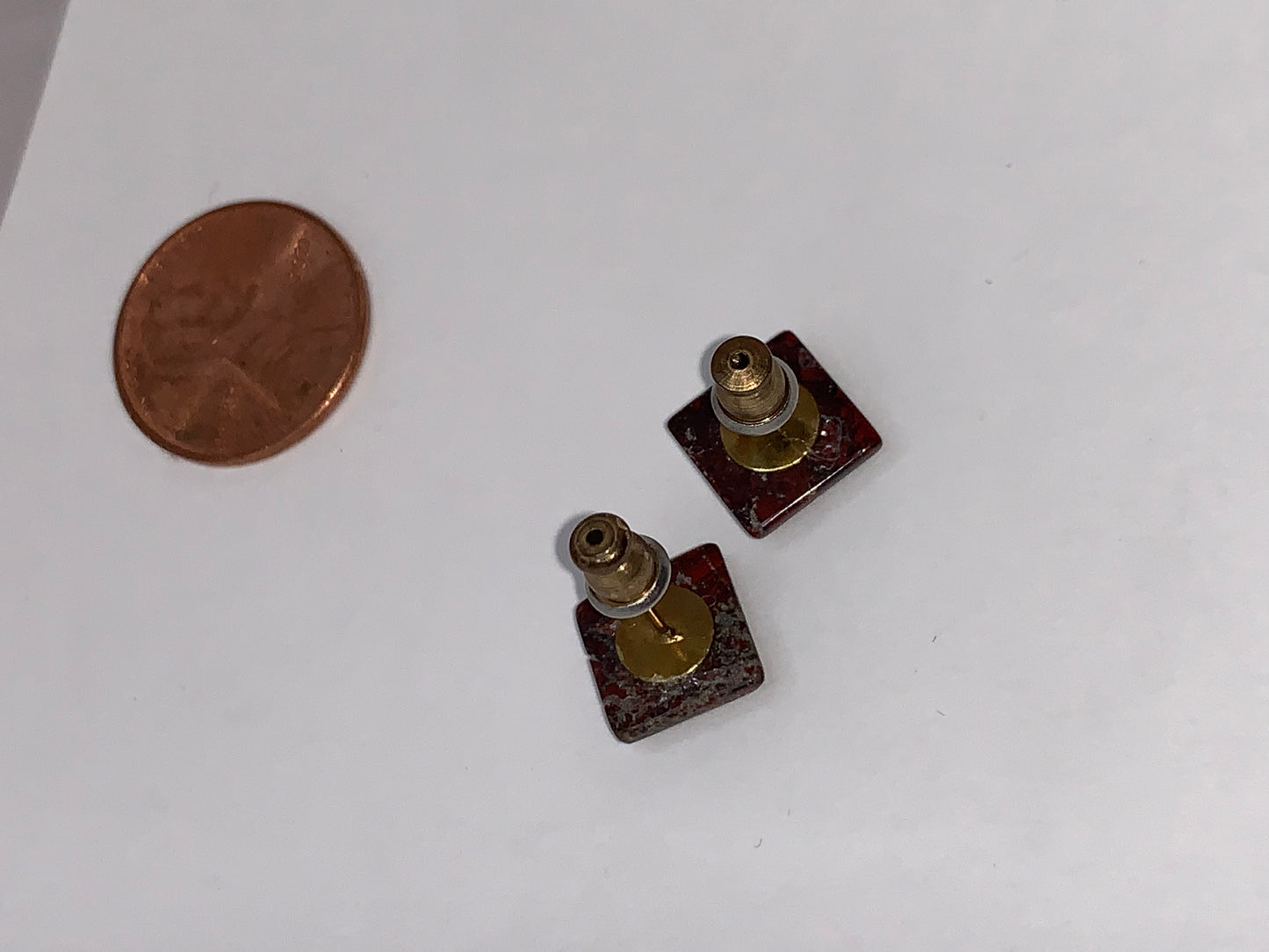 Brecciated Jasper Square Post Earrings