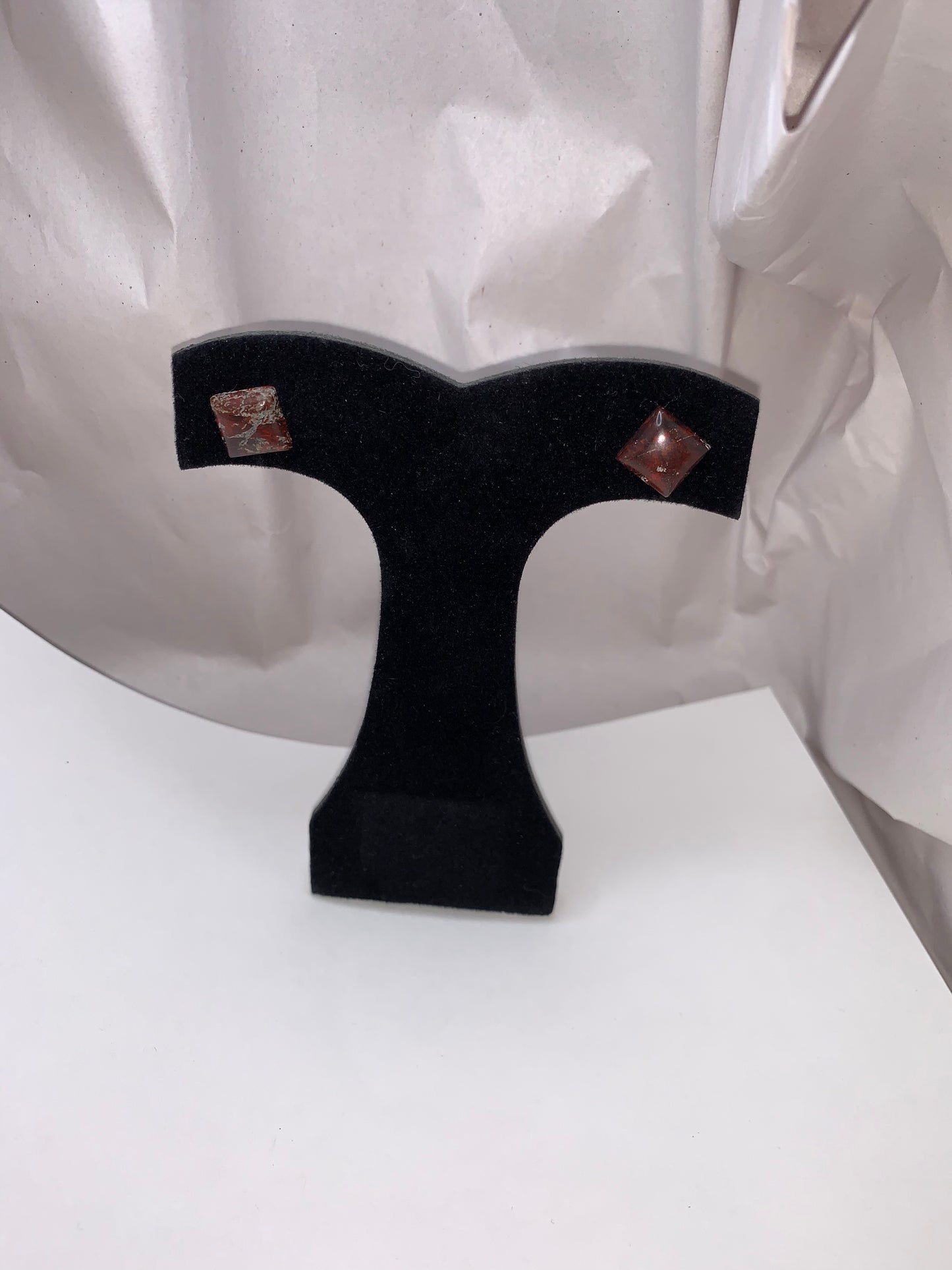 Brecciated Jasper Square Post Earrings