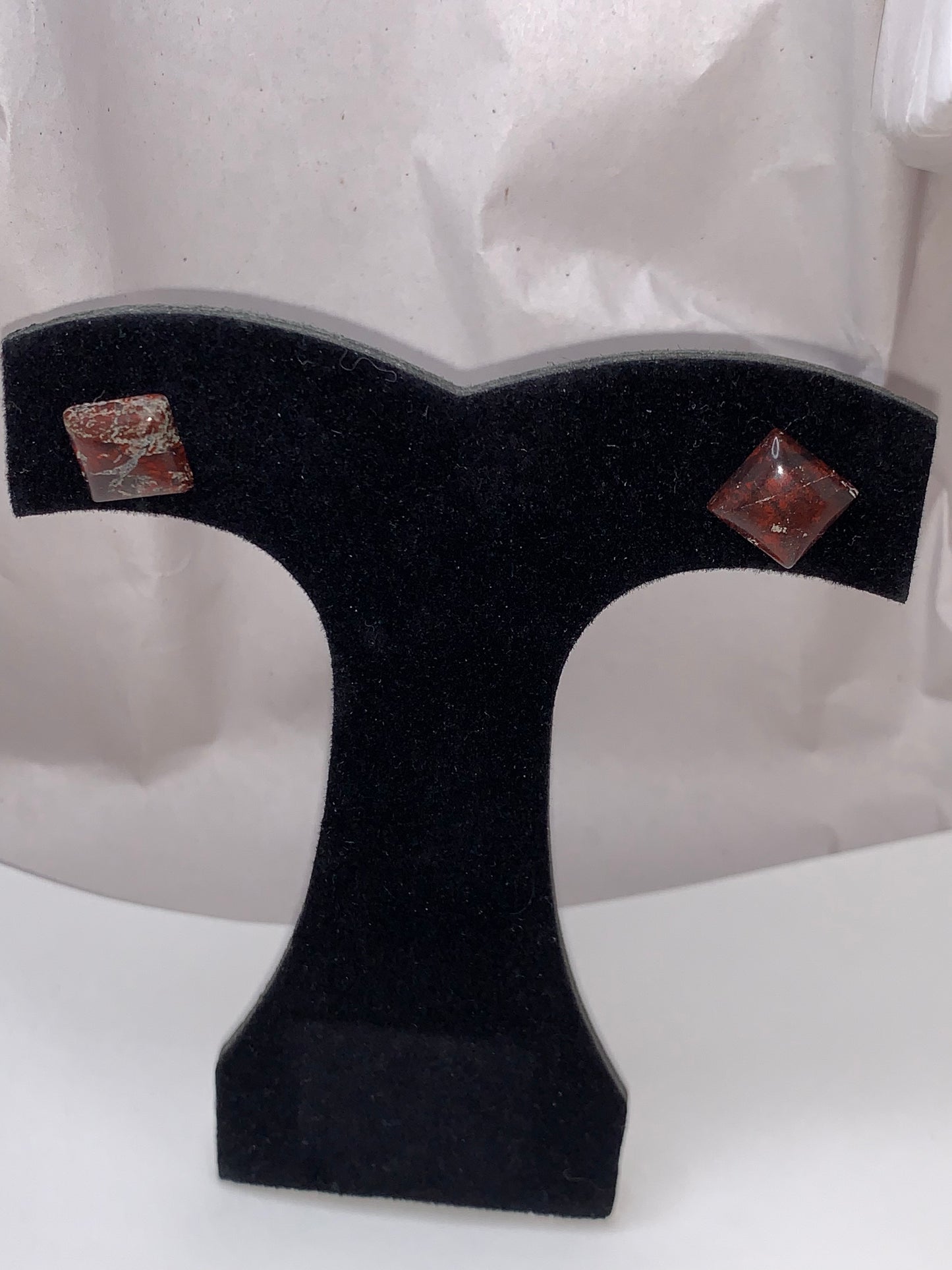 Brecciated Jasper Square Post Earrings