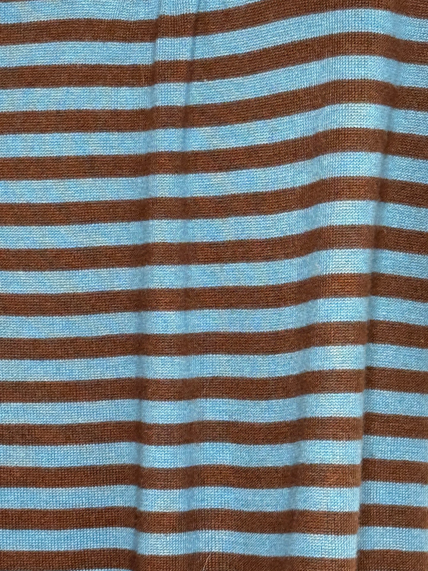 Brown/blue striped pullover lightweight mini sweater dress by YFK, size Large