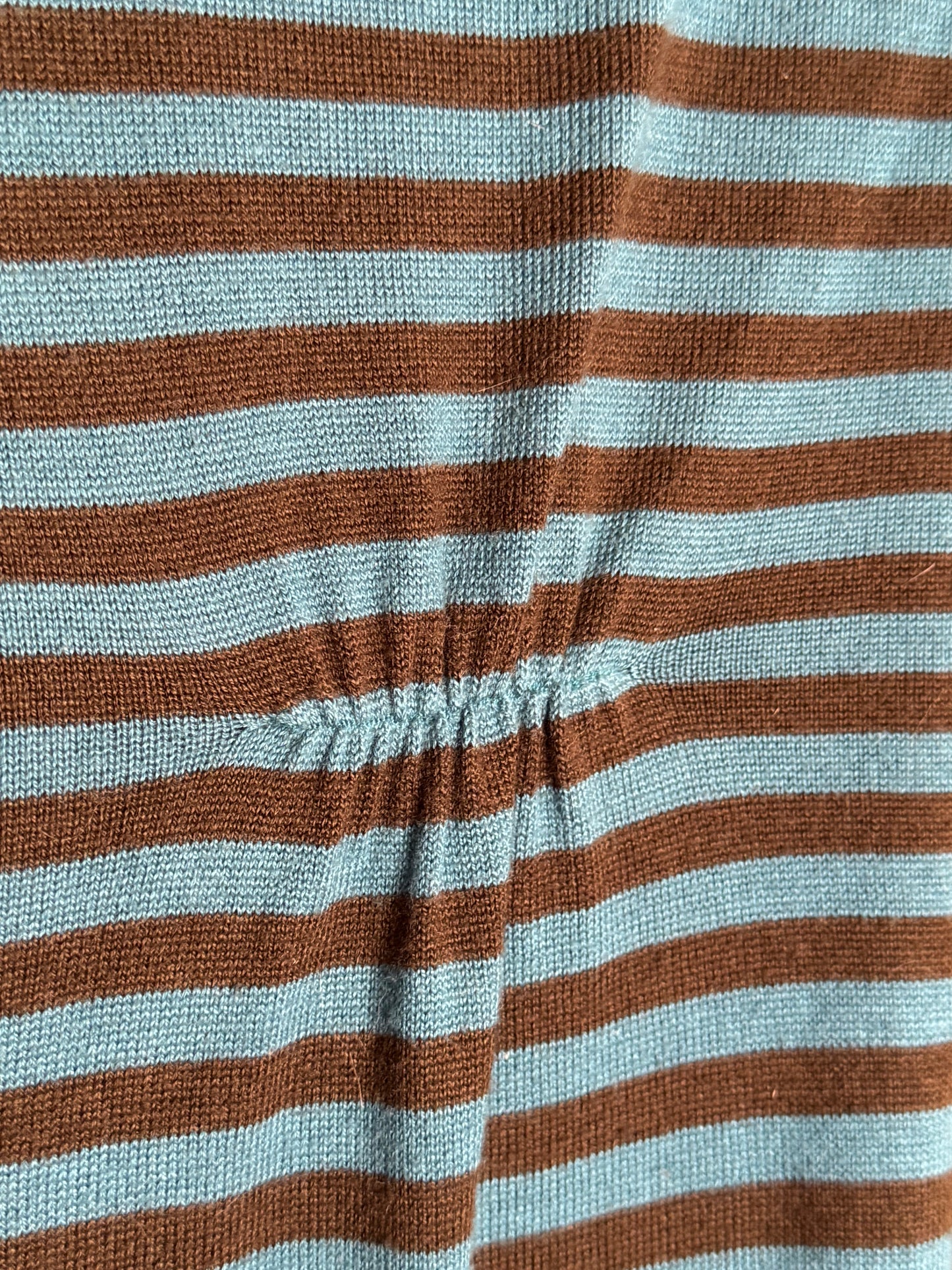 Brown/blue striped pullover lightweight mini sweater dress by YFK, size Large