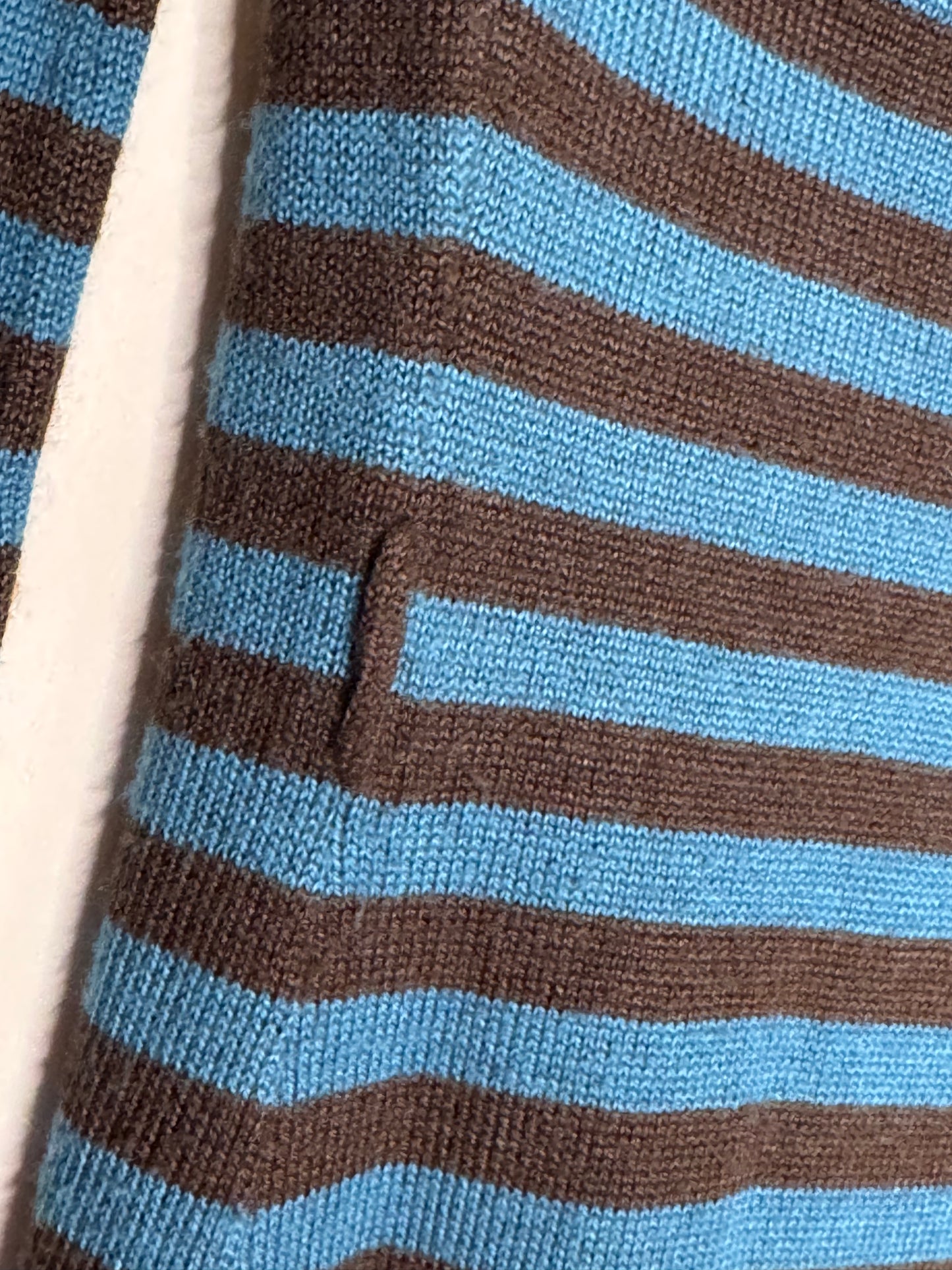 Brown/blue striped pullover lightweight mini sweater dress by YFK, size Large