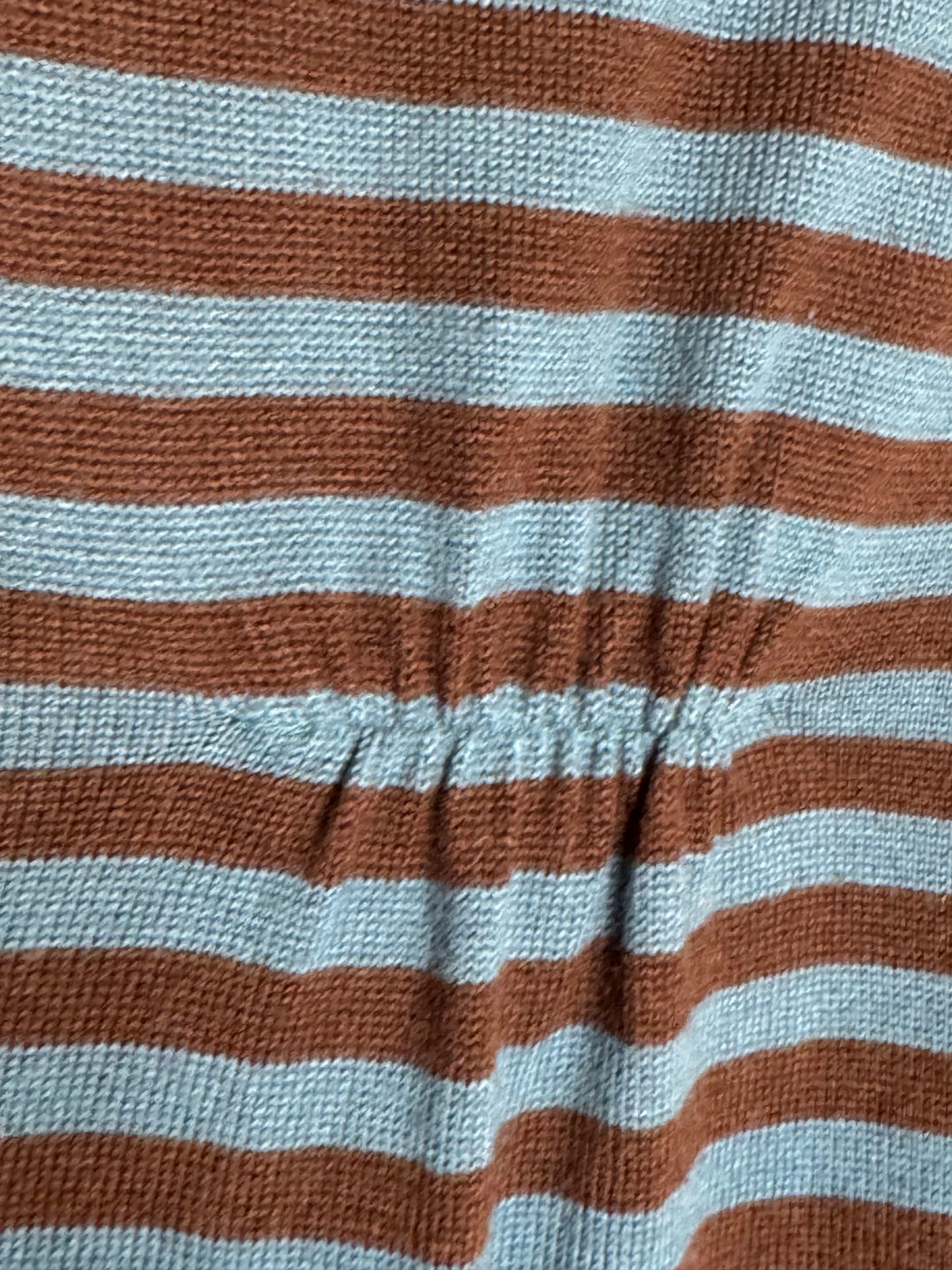 Brown/blue striped pullover lightweight mini sweater dress by YFK, size Large