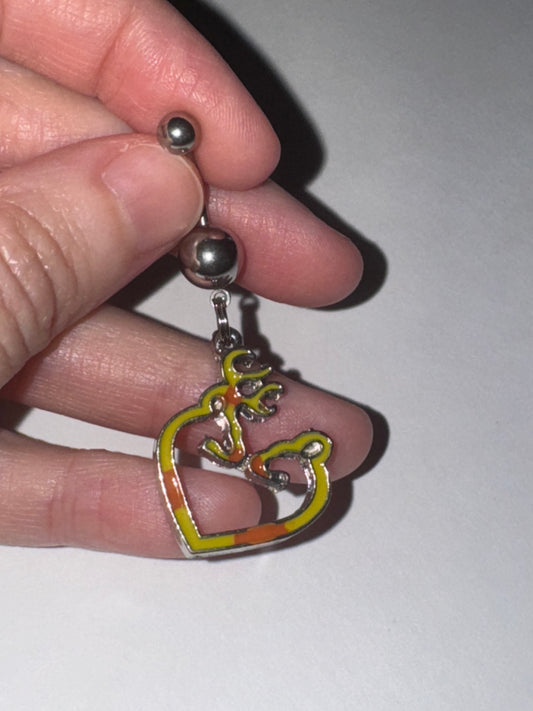 Yellow and Orange Buck and Doe Browning Dangle Belly Ring