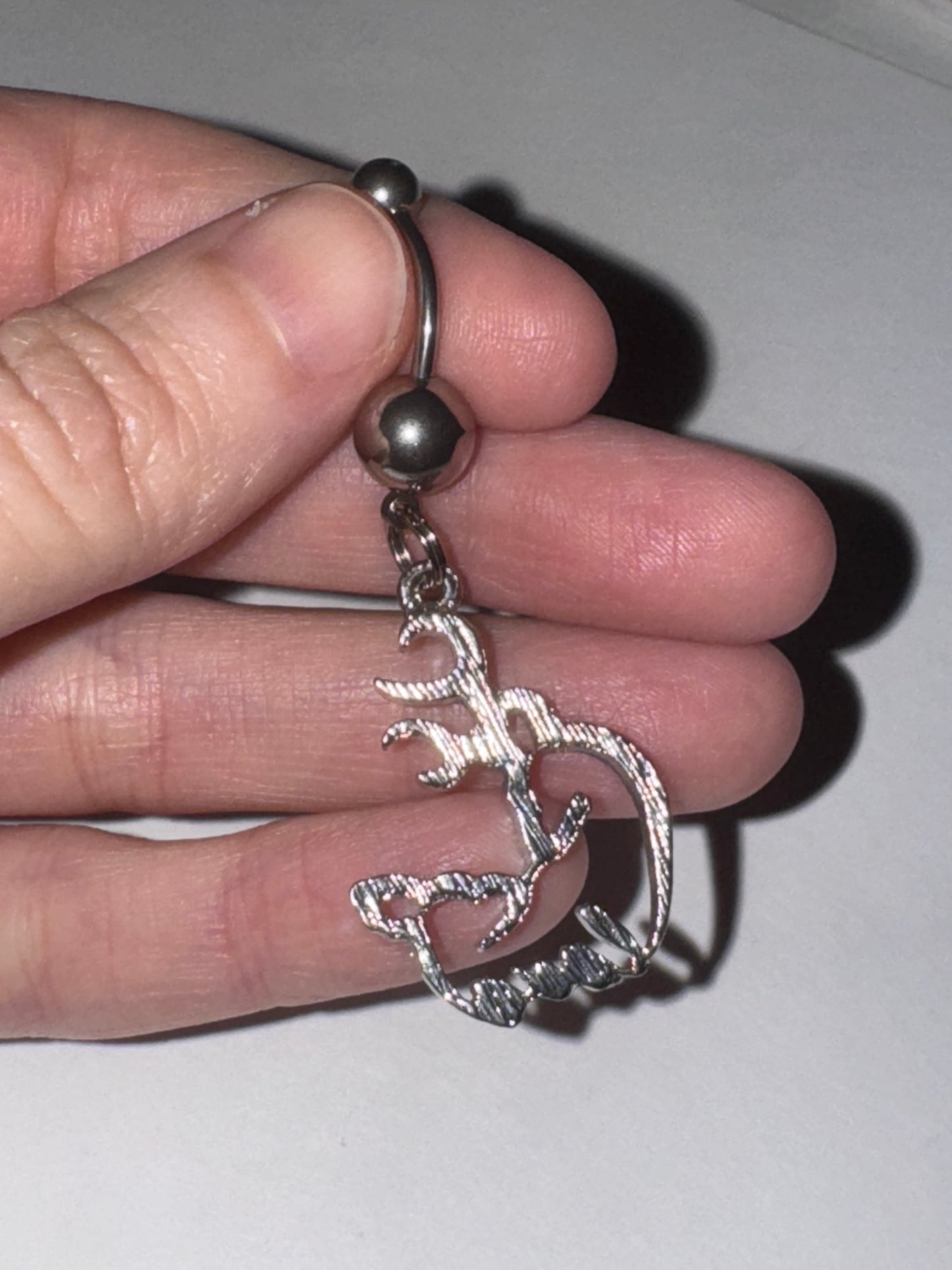 Navy Blue Buck and Doe Love Browning Dangle Belly Ring