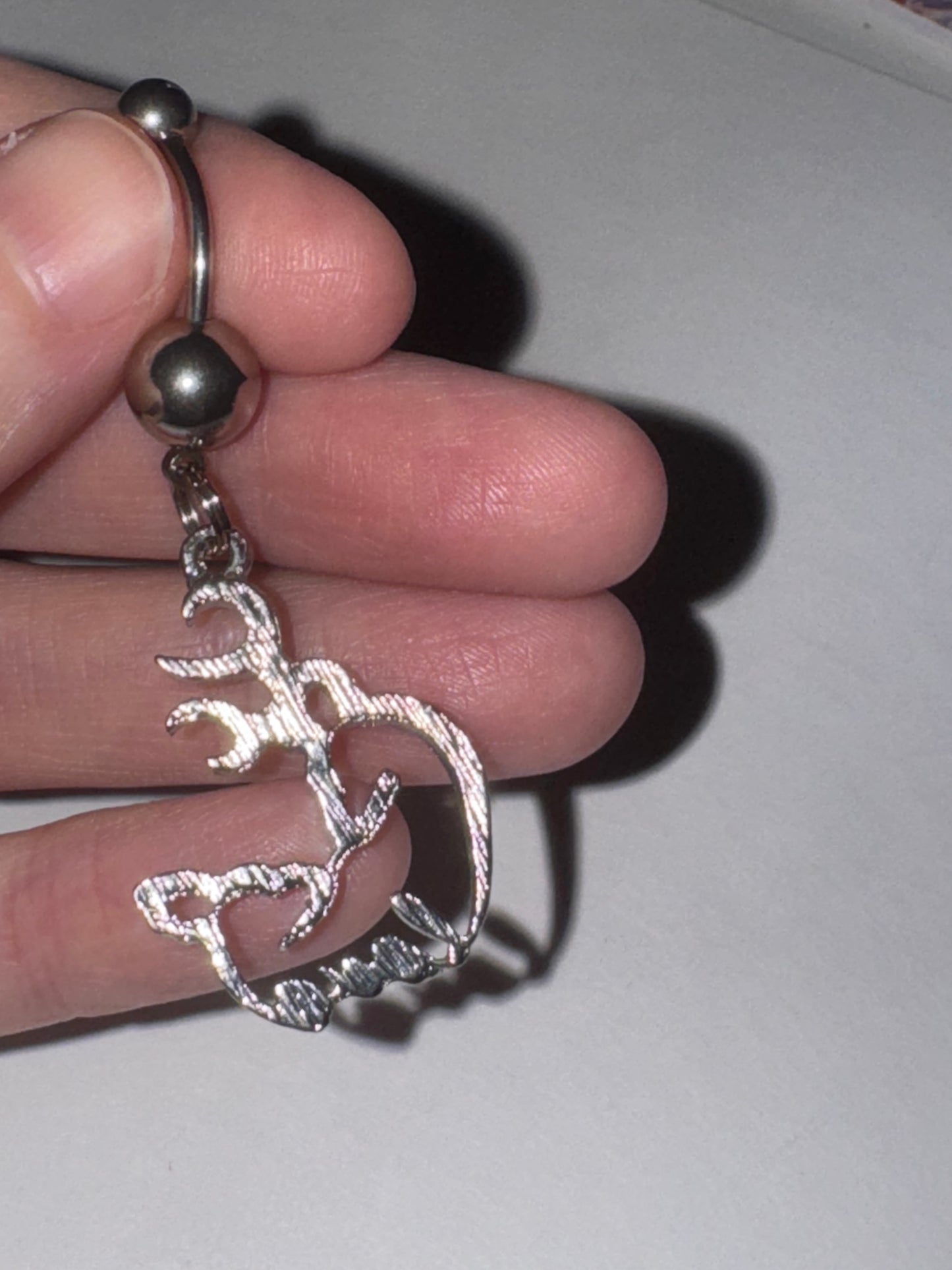 Navy Blue Buck and Doe Love Browning Dangle Belly Ring