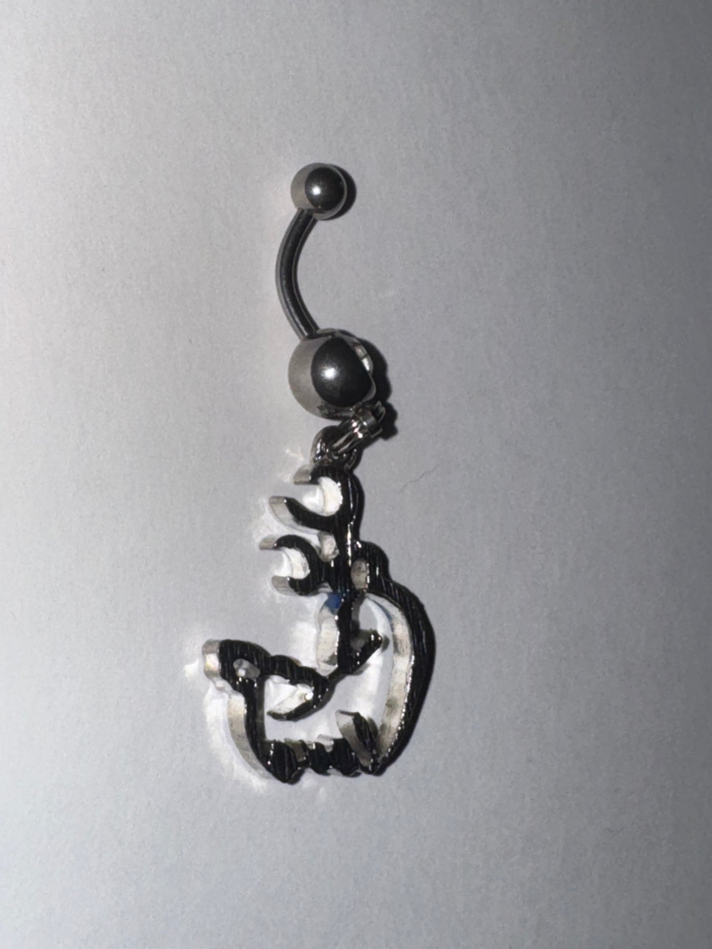 Navy Blue Buck and Doe Love Browning Dangle Belly Ring