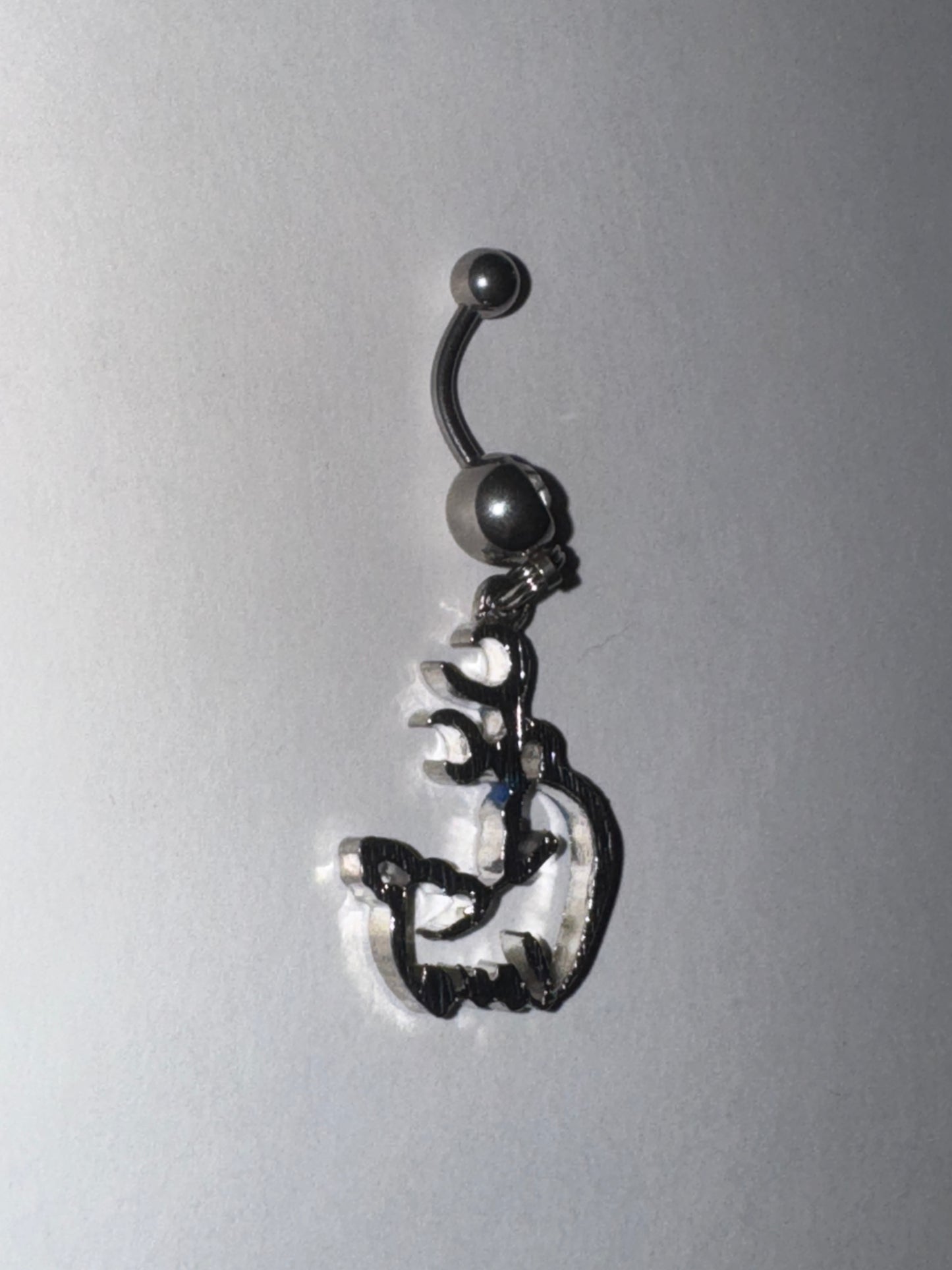 Navy Blue Buck and Doe Love Browning Dangle Belly Ring