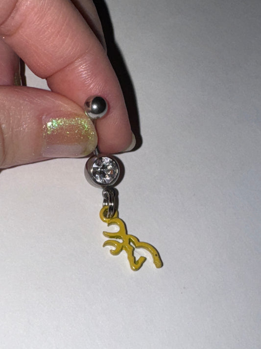 Yellow Browning Dangle Belly Ring