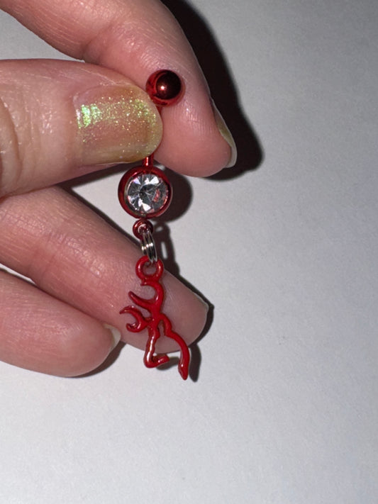 Red Titanium Browning Dangle Belly Ring