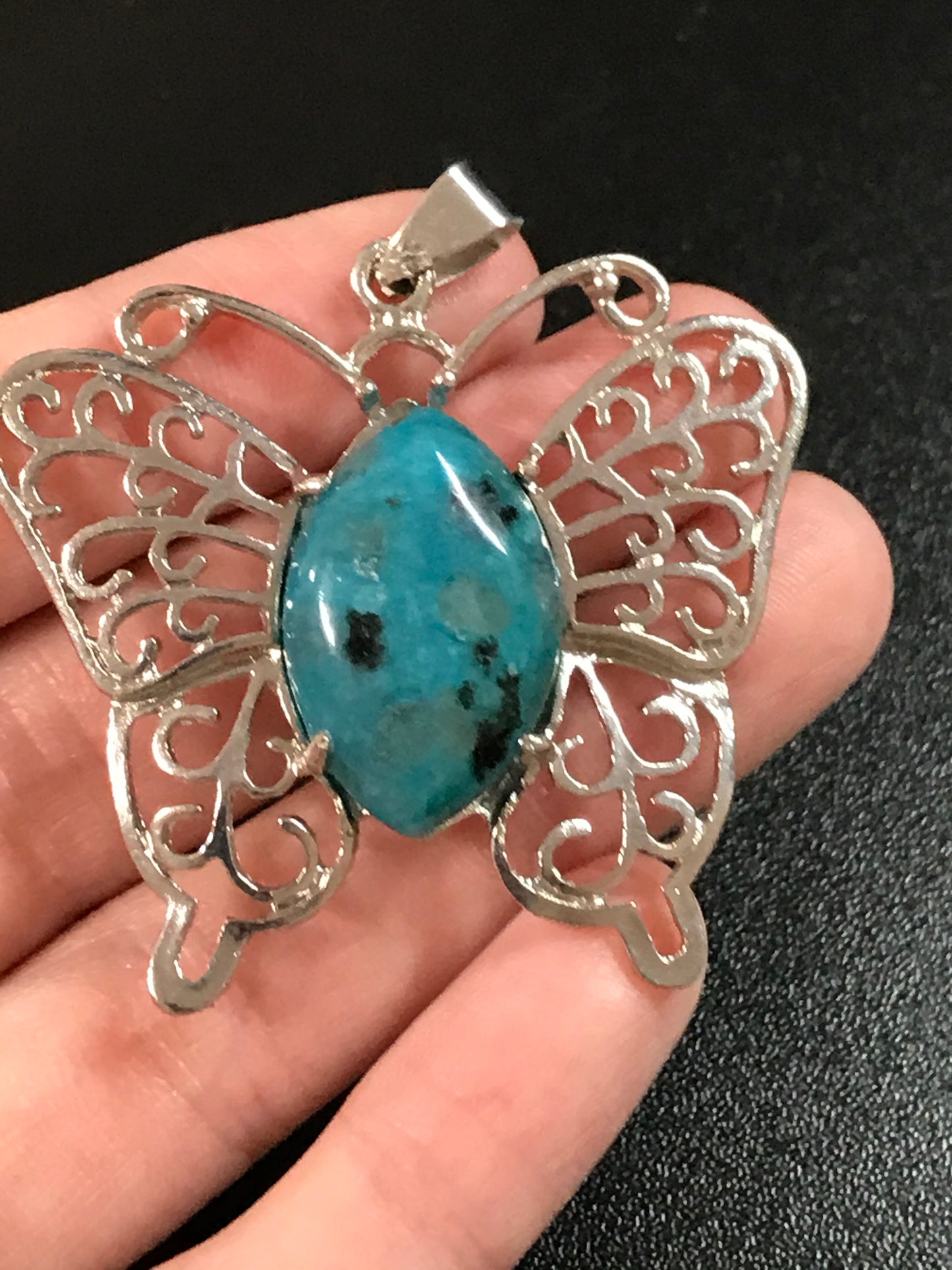 Kiwi Jasper Butterfly Pendant