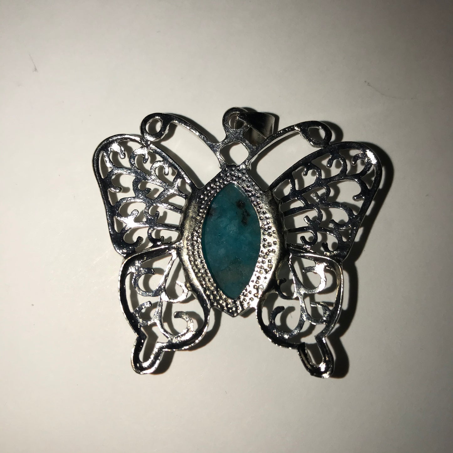 Kiwi Jasper Butterfly Pendant
