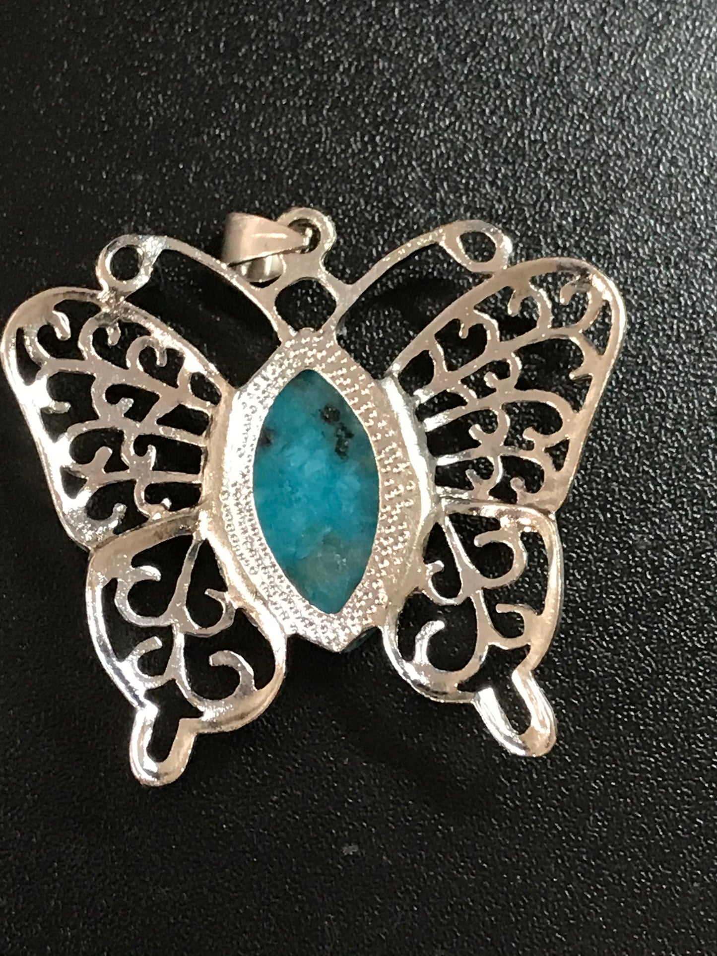 Kiwi Jasper Butterfly Pendant