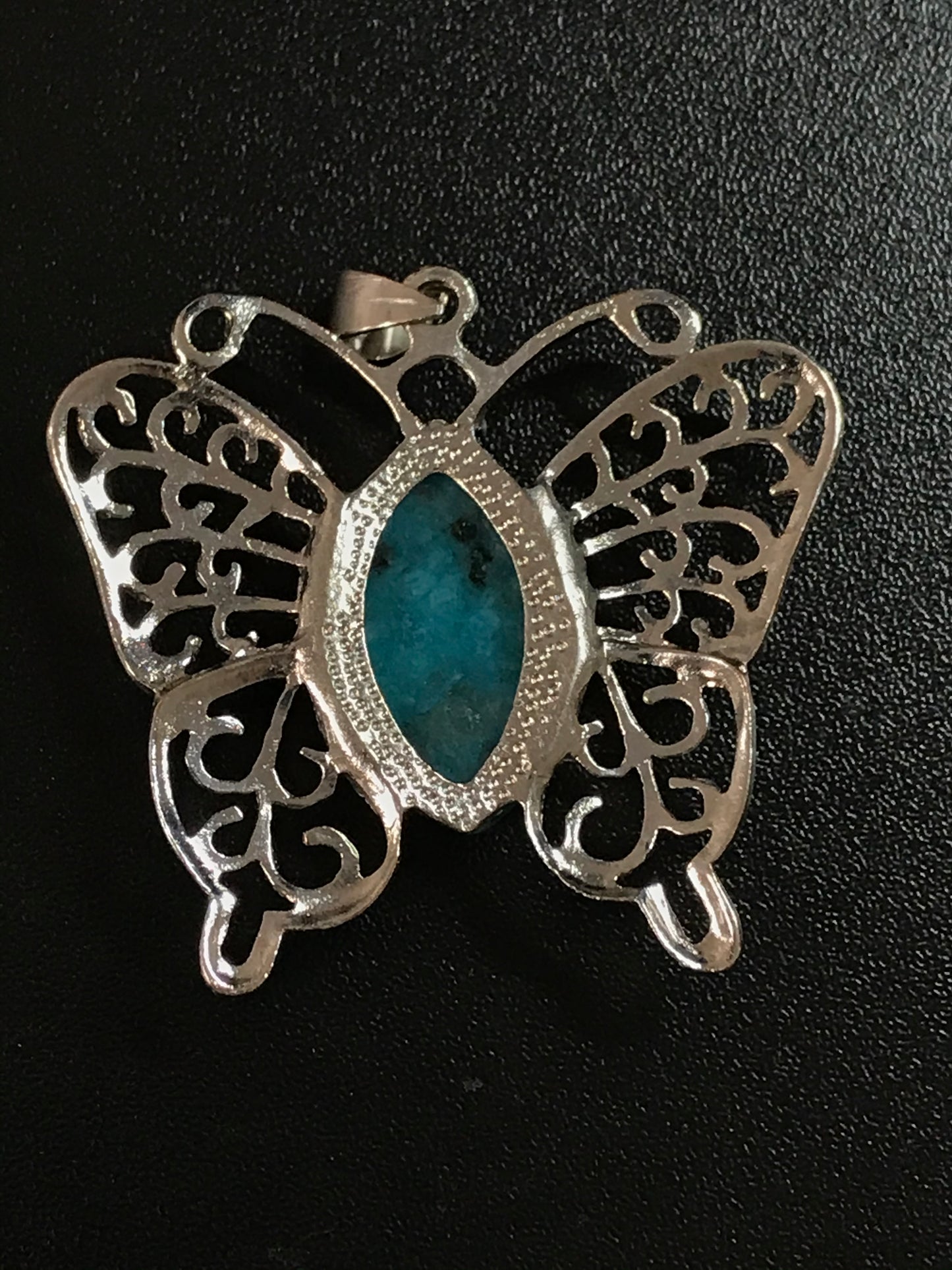 Kiwi Jasper Butterfly Pendant