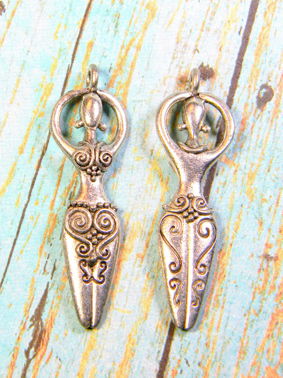 Silver Ornate Celtic Goddess Pendant