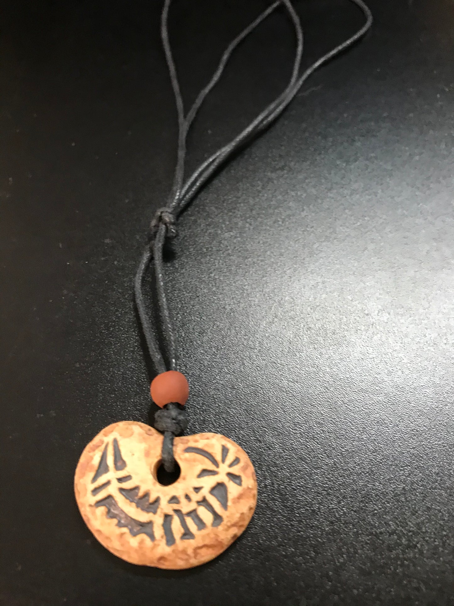 16-28" Long Brown Cord Necklace with Ceramic Focal Bead