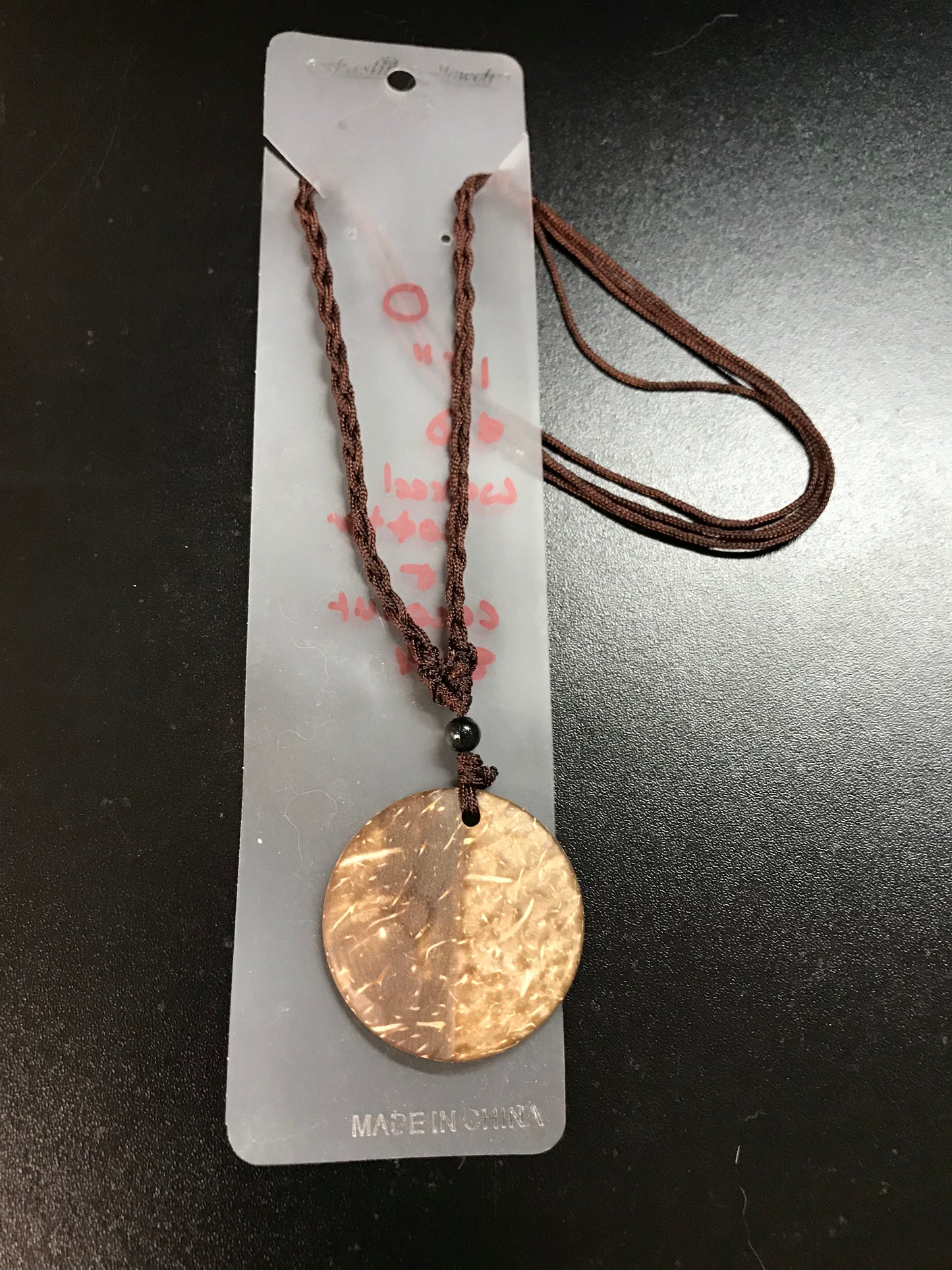 18" Adjustable Cotton and Coconut Shell Necklaces