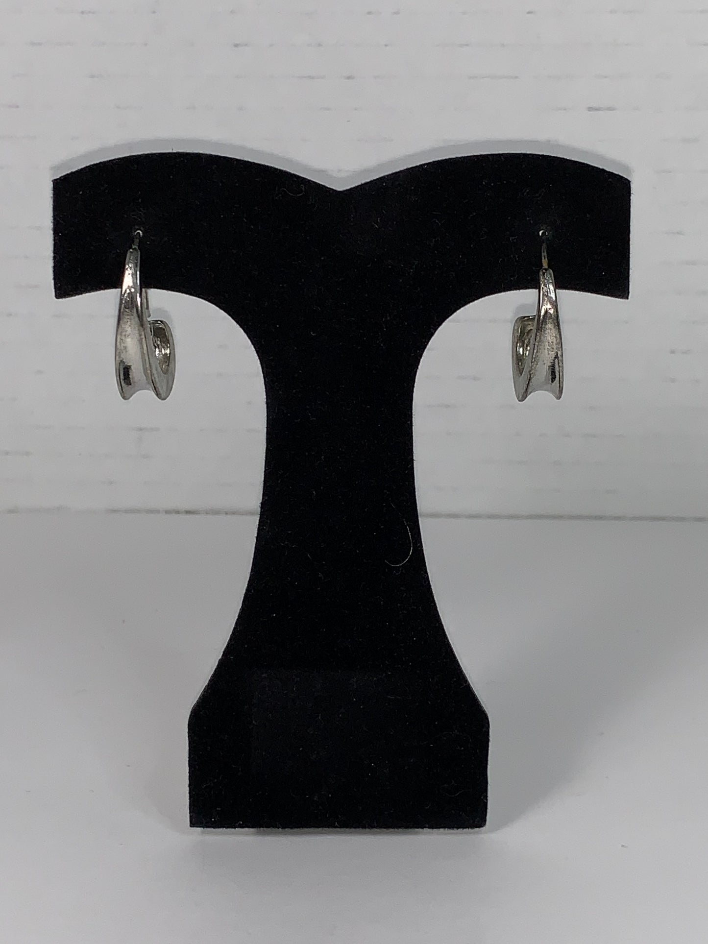Silver Tone J-shaped Costume Earrings