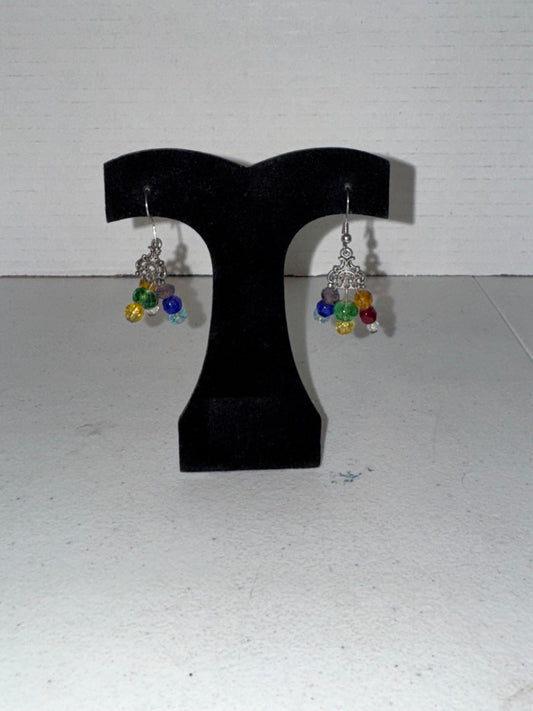 Chakra Triangle Czech Glass Dangle Earrings