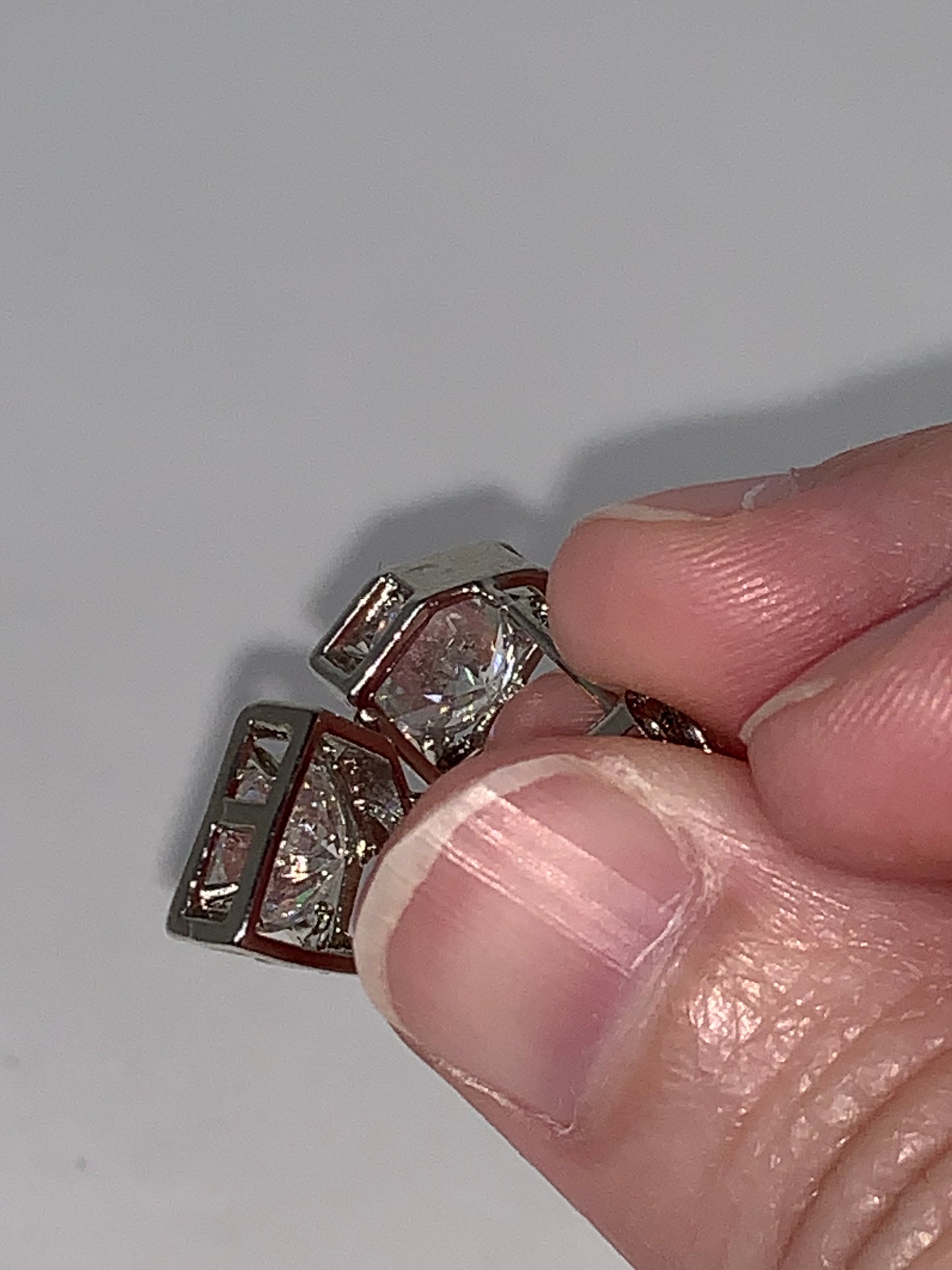 Silver Diamond Shaped Rhinestone Stud Earrings