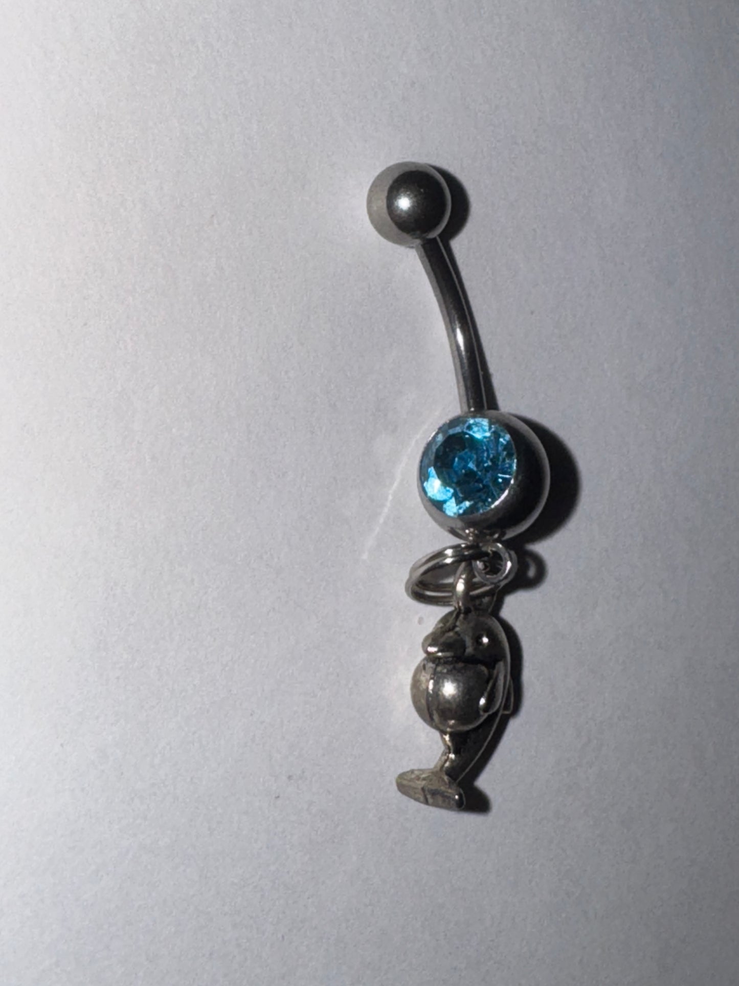Aqua Blue Gem Dolphin with Ball Dangle Belly Ring
