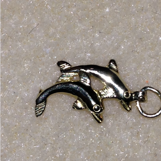 14 kt Gold Double Dolphin Pendant