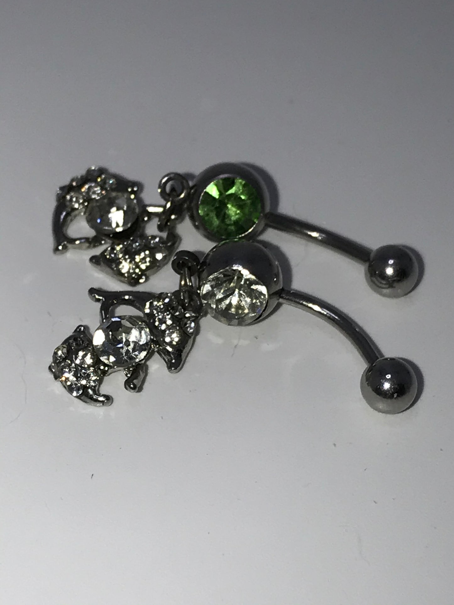 Clear Rhinestone Dolphin Dangle Belly Ring
