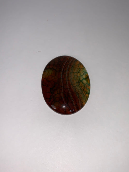 Oval Dragon Veins Agate Orange and Green Focal Pendant
