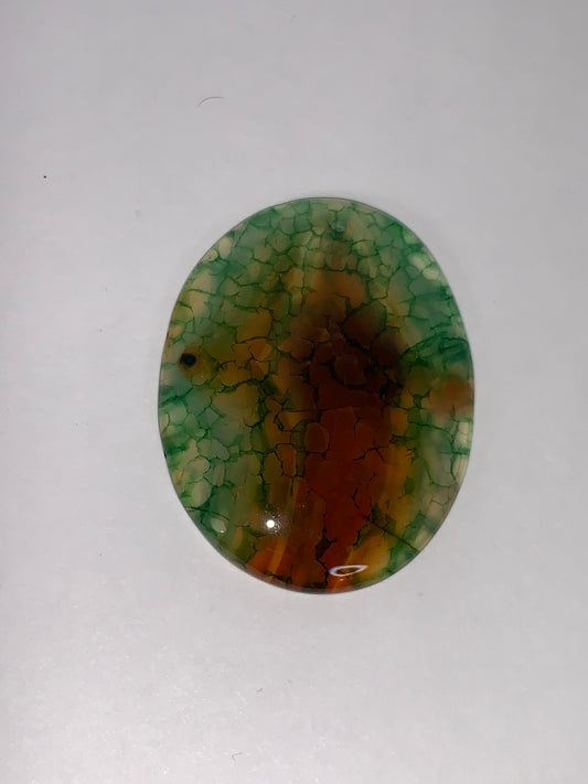 Oval Dragon Veins Agate Green and Orange Focal Pendant