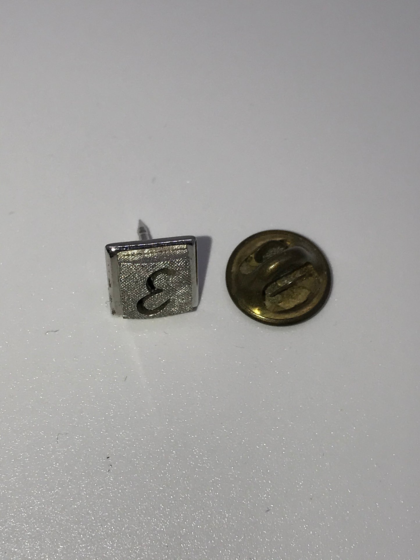 Vintage Swank Silver E Tie Pin aka Tie Tack