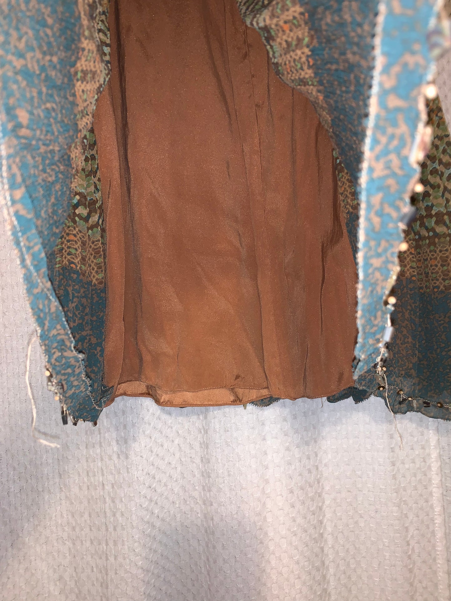 Elie Tahari Midi Boho Green and Brown Skirt