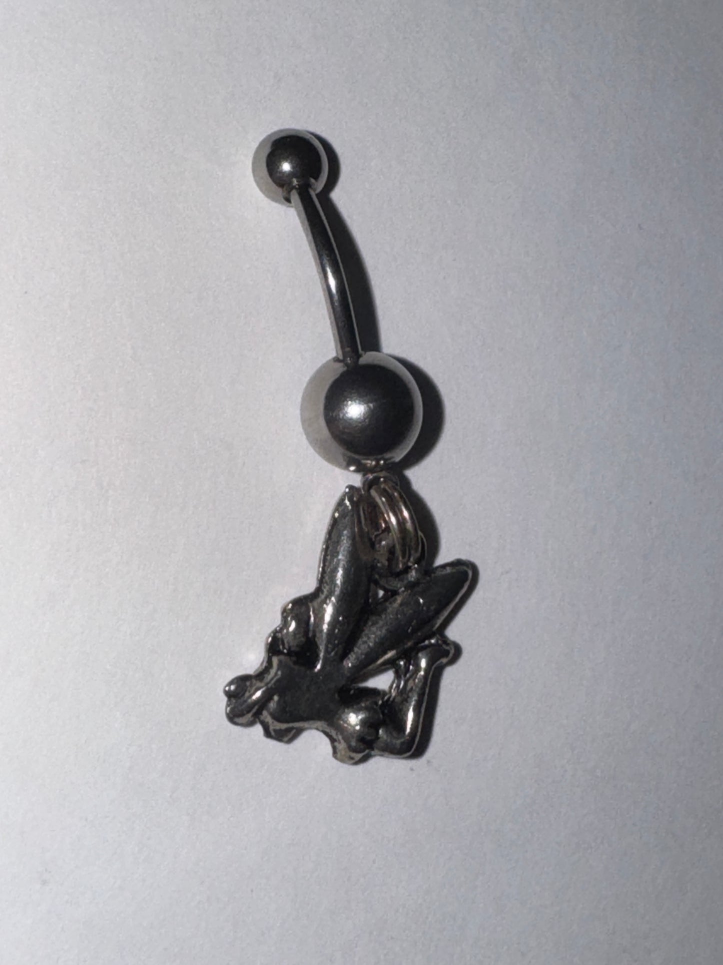 Tink Fairy with Aqua Blue gem, Fairy Design Dangle Belly Ring