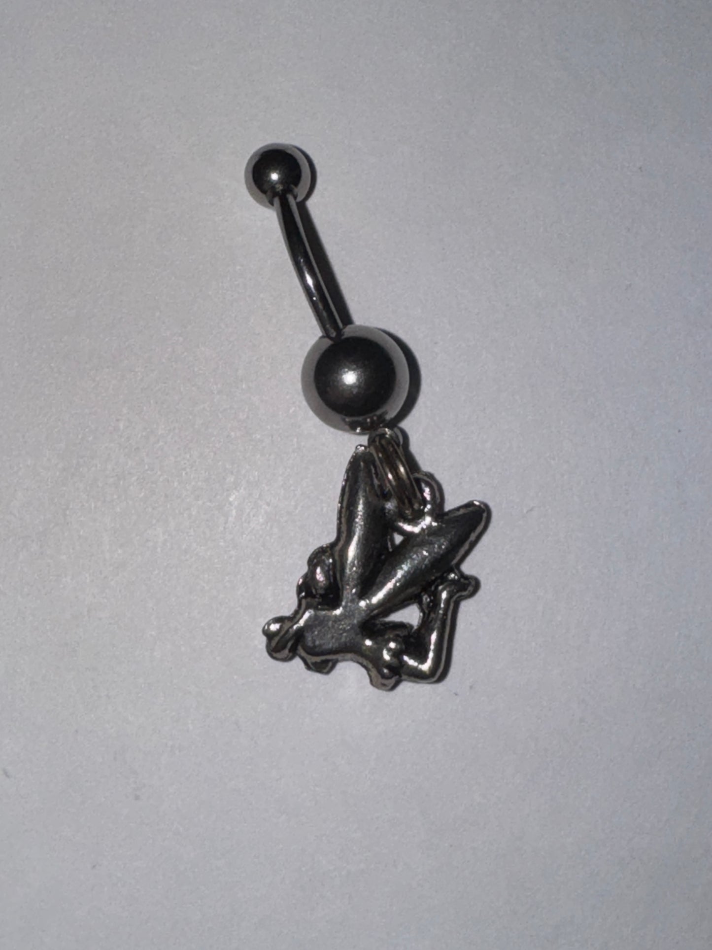 Tink Fairy with Aqua Blue gem, Fairy Design Dangle Belly Ring