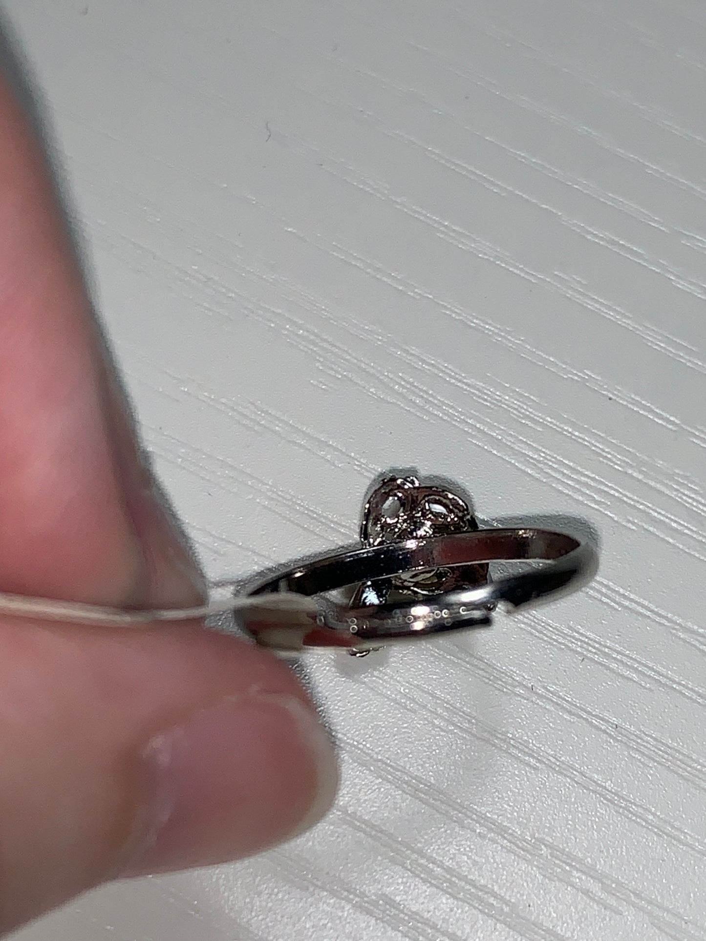 Faux Pearl and CZ SLP ring, size 7, Sizeable
