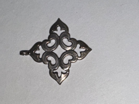 Sterling Silver Fleur De Lis Pointed Square Pendant