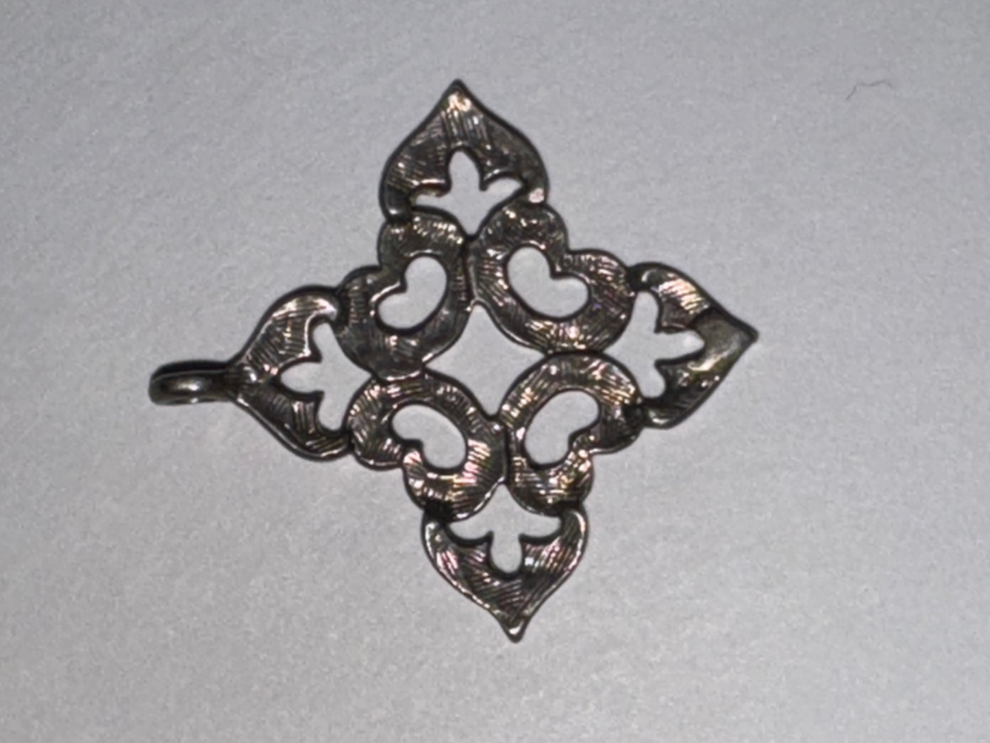 Sterling Silver Fleur De Lis Pointed Square Pendant