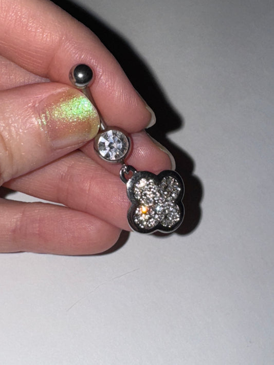 Flower Design Dangle Belly Ring