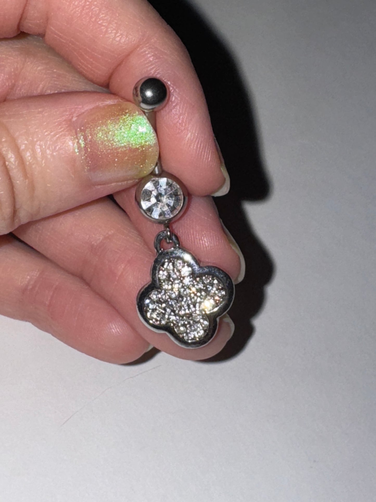 Flower Design Dangle Belly Ring