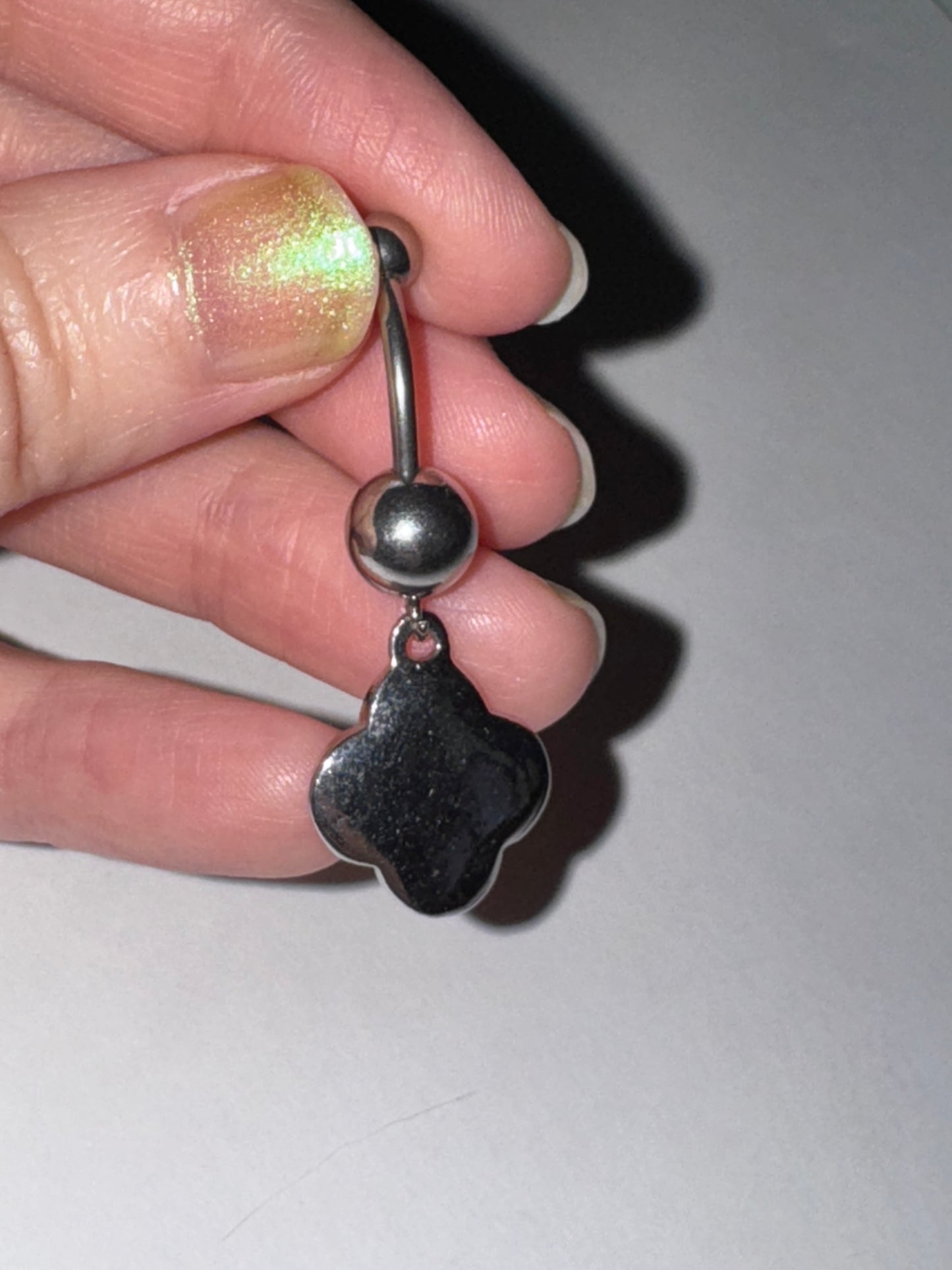 Flower Design Dangle Belly Ring