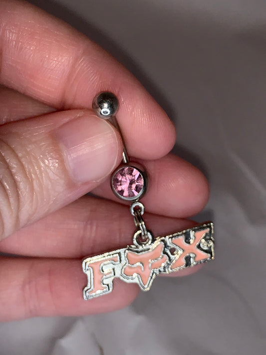 Pink Fox Dangle Belly Ring