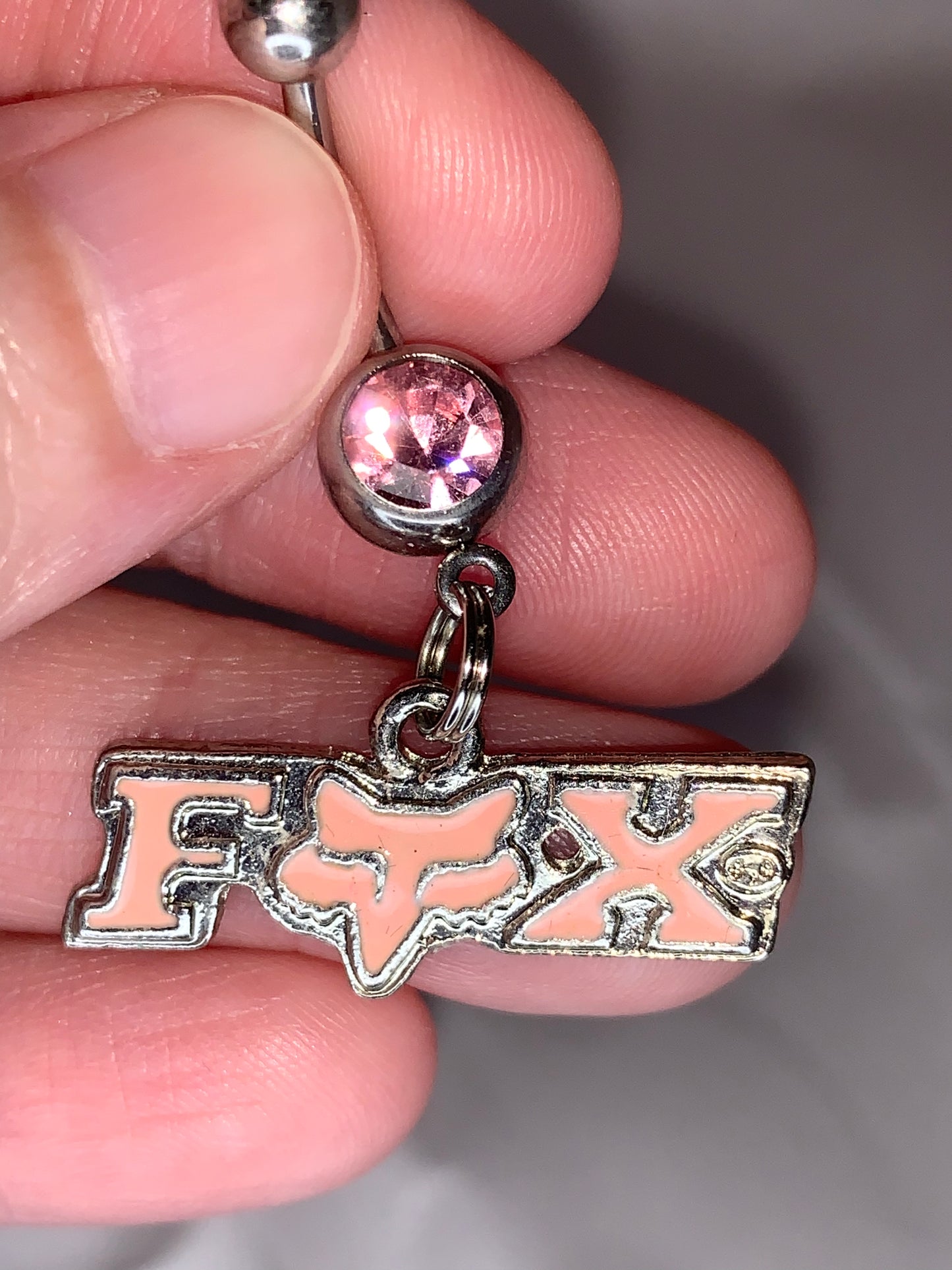 Pink Fox Dangle Belly Ring