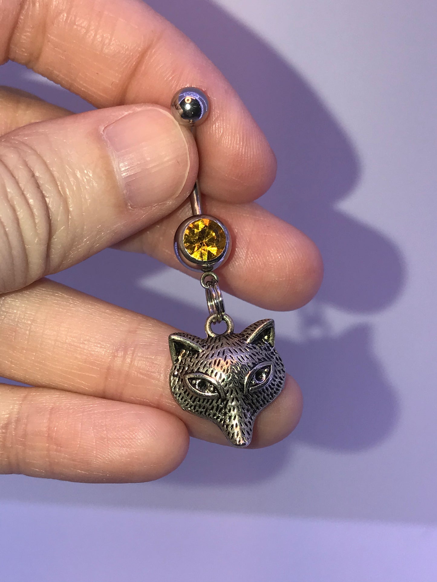 Wolf or Fox Dangle Belly Ring