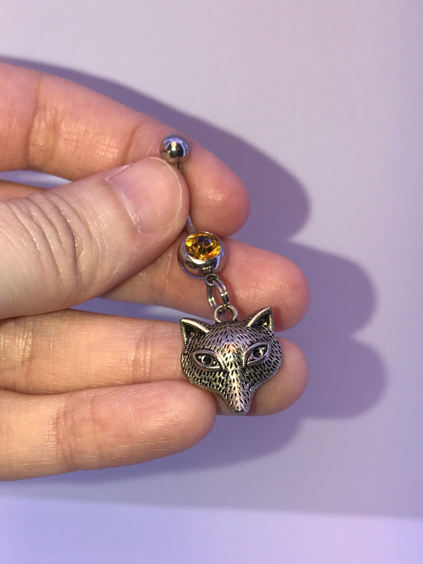 Wolf or Fox Dangle Belly Ring